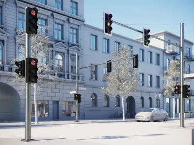 Black traffic lights set 3D model