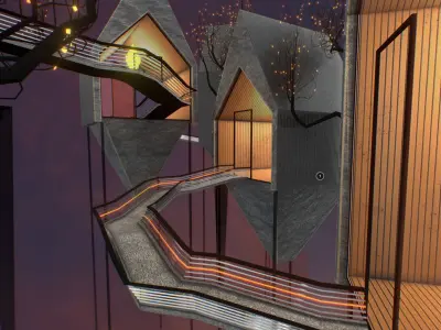 G0020 VR Virtual Reality space Mysterious Lights Low-poly 3D model