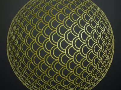 Golden Fish Metal Grill Transparent PBR Seamless Texture