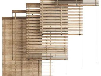 Wooden Blinds Set Low-poly 3D model