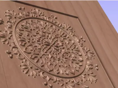 Mandala wooden door with ornate design Texture