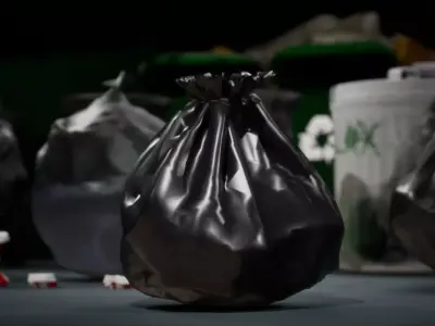 Black Plastic Garbage Bag - Game Ready -Unity Prefabs Included Low-poly 3D model