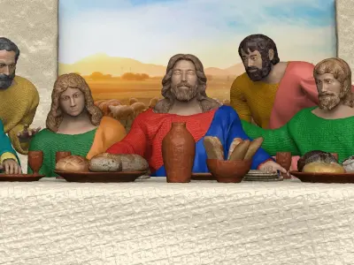 Last Supper 3D 360 degree splitted plus floor 3D print model