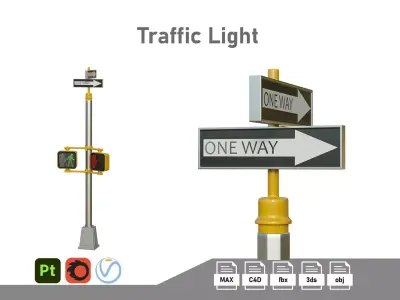 Traffic Light 10 Low-poly 3D model