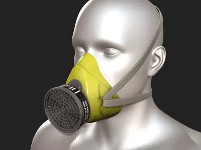 Gas mask respirator scifi military combat 3d futuristic  Low-poly 3D model