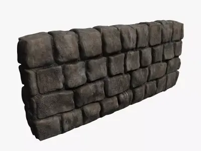 Detailed low poly stone wall Low-poly 3D model