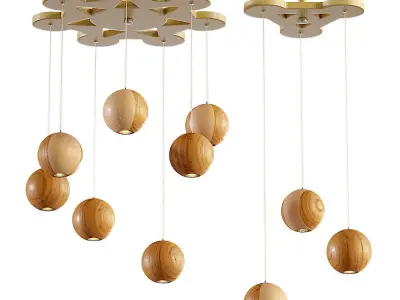 Aliexpress wooden balls hanging lamp 3D model