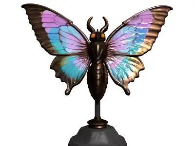 Iridescent SciFi Moth Statue Low-poly 3D model