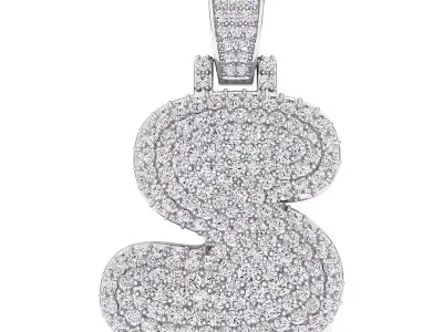 Bubble S Initial Pendant 3D print model