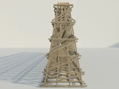 Wood trestle bridge 3D model PBR materials   Low-poly 3D model