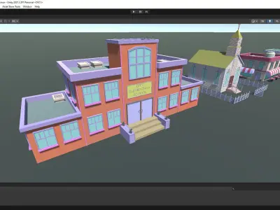 Toon Building Pack for Unity Low-poly 3D model