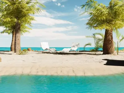 Beach Island Scene 1 3D model