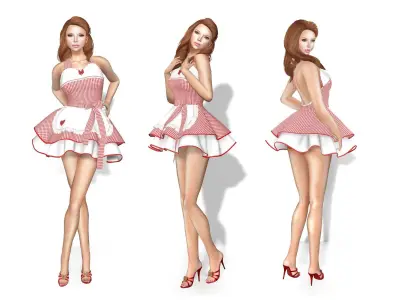 Heart Apron Dress Low-poly 3D model