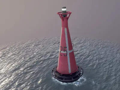 Buoy River RB-6-01 Right Danger Mark Low-poly 3D model