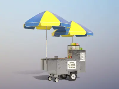 Hot-Dog Cart - PBR Low-poly 3D model