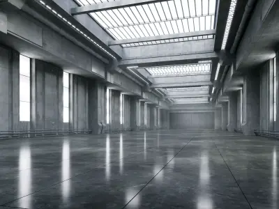 Cinematic Brutalist Hangar - Cinematic Environment - 001 Low-poly 3D model