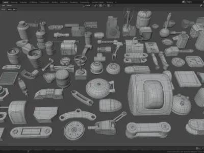 Hard Surface Kitbash 3D model