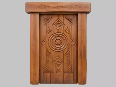 Mystic Wooden Door Low-poly 3D model