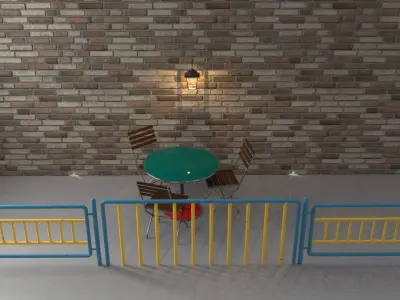 a few Props-street lamp stool Table Low-poly 3D model