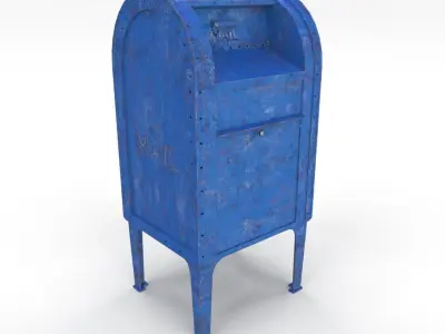 Mailbox Lowpoly Weathered 2 PBR Low-poly 3D model