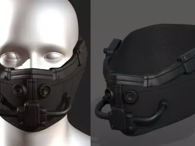 Gas mask respirator scifi futuristic 3d  Low-poly 3D model 39