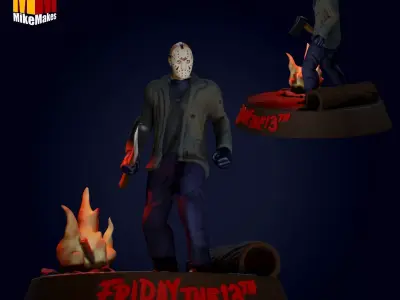 Jason Voorhees campfire diorama 3D print model