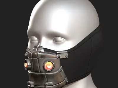 Gas mask respirator scifi futuristic  Low-poly 3D model