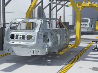  SUV Car Chassis Structure Rigged for Cinema 4D 