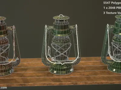 Oil Lantern - 3 texture variations  Low-poly 3D model