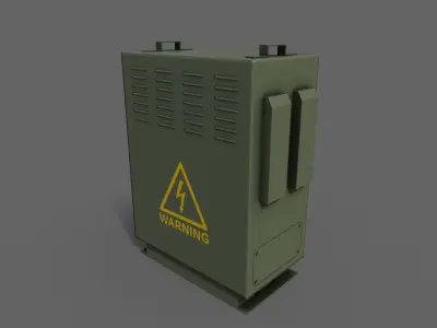 PBR Electric Box DarkGreen V3 Low-poly 3D model