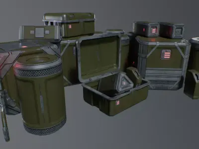 Sci-Fi Logistics Prop Pack Low-poly 3D model