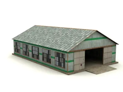 Hangar shed Low-poly 3D model