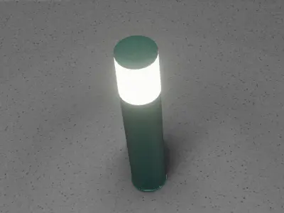 Low-Poly Moss Green Light Column 18 - Street Light Set-9 Low-poly 3D model