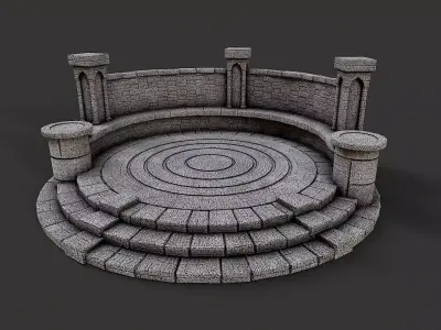 Ancient Circular Stone Platform Altar 1 Low-poly 3D model