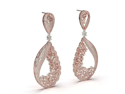 Luxury Diamond Drop Earrings 3D Print Ready STL je0176 3D print model