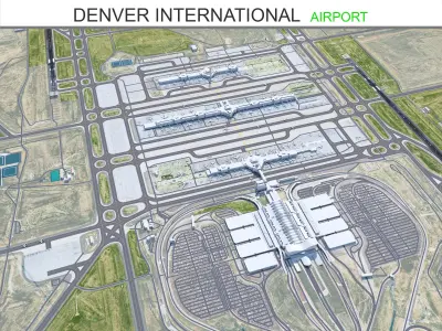 Denver International Airport 15km Low-poly 3D model