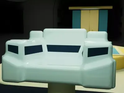 Starship G1 Sci-Fi Spaceship with Interior Command Room Low-poly 3D model