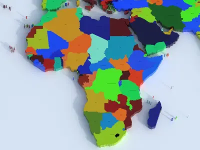 World Map Low-poly 3D model