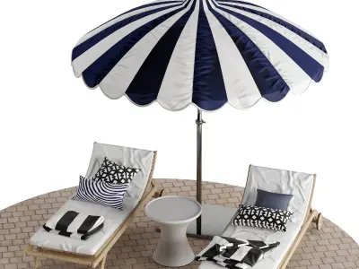 Beach lounge outdoor set 4 3D model