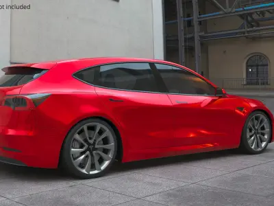  Tesla Model Q Electric Crossover Red Rigged 