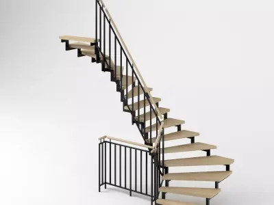 Stair - Modern Open Stairs and Railing 3D model
