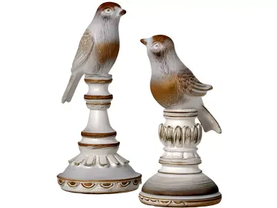 Decorative interior Rustic figurine statuette Birds on a stand 3D print model