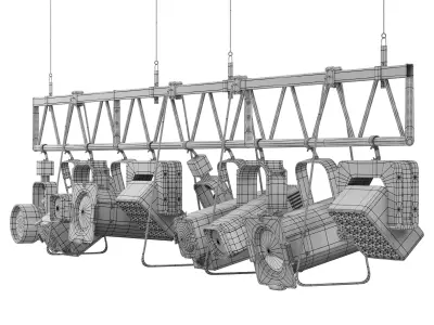 Soft theater farm with lighting equipment Low-poly 3D model