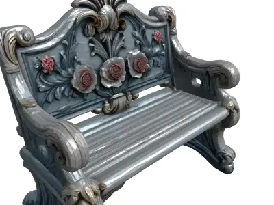 Ornate Carved Rose Garden Bench Low-poly 3D model