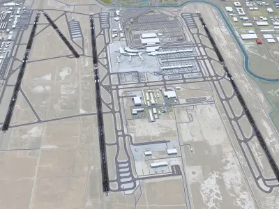 Salt Lake City Airport 10km Low-poly 3D model