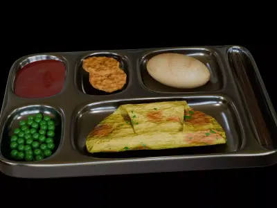 Omelette food tray Low-poly 3D model