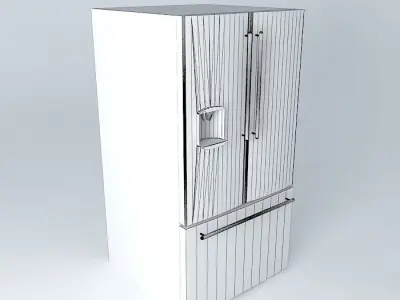 Large Refrigerator Double Door with freezer drawer 3D model