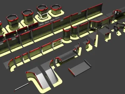 Modular Fort Walls Low-poly 3D model