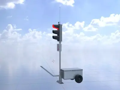 Mobile construction site traffic lights Animated Low-poly 3D model
