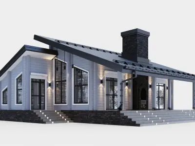 Glued beam house 3D model